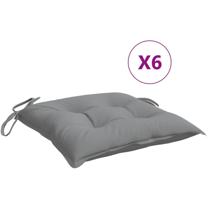 Longziming - skm Coussins de chaise 6 pcs Gris 50x50x7 cm Tissu