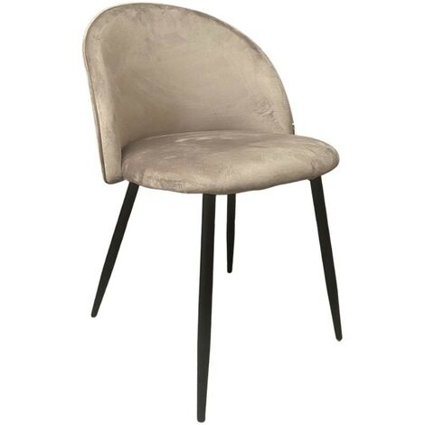 Moderne Stoffstuhl in Taubenfarbe mit schwarzen Metallbeinen 78x47x57 cm