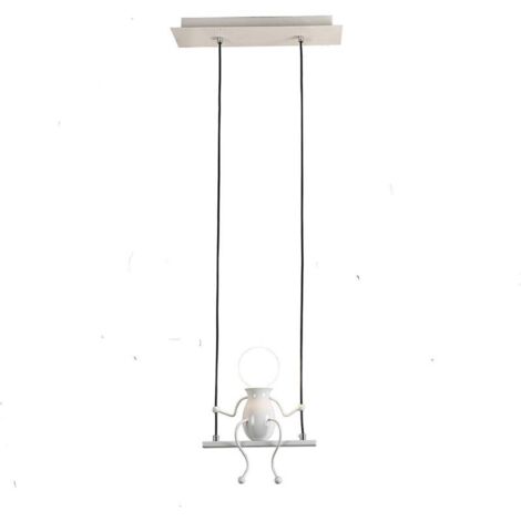 Moderne Suspension Créatif Poupée Fer Gens Balançoire Enfants Lampe suspendue Salon Chambre Créative Lumière (Blanc)