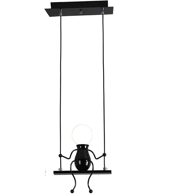 Stoex – Suspension créative en fer noir – Lampe balançoires enfants – Longueur 26 cm, Hauteur 10 cm – Compatible E27 – Décoration moderne Stoex – Suspension créative en fer noir – Lampe balançoires enfants – Longueur 26 cm, Hauteur 10 cm – Compatible E27 – Décoration moderne