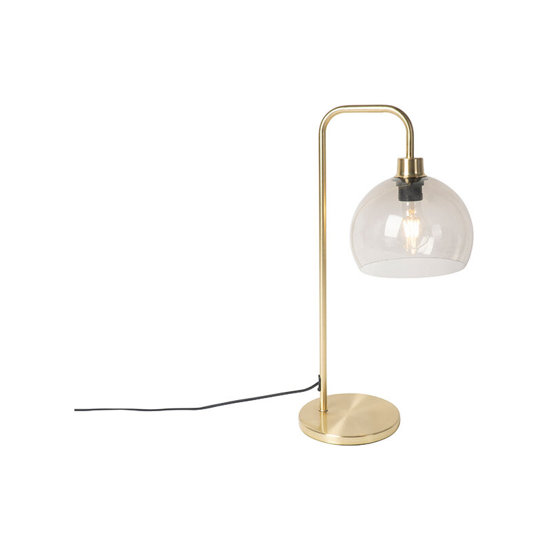 Modern Table Lamp Brass with Smoke Shade - Maly