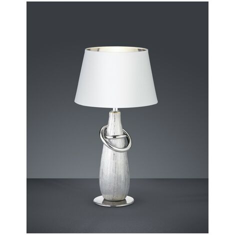 Moderne Tischlampe Silber Keramik Thebes H38 cm Trio Lighting