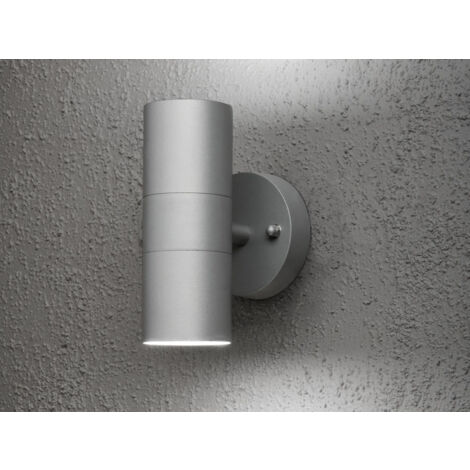 Moderne Up-Down Außenwandleuchte MODENA, Höhe 17cm, Aluminium Grau