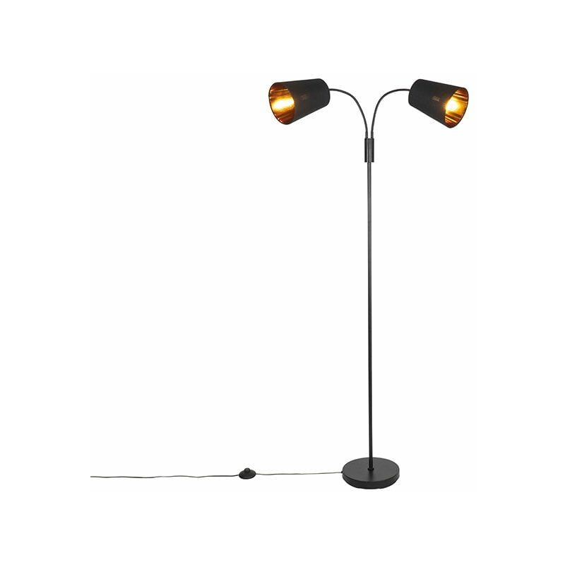 Carmen - Lampe sur pied bras articulé - 2 lumière - h 160 cm - Noir - Moderne - éclairage intérieur - Salon i Chambre i Cuisine i Salle à manger