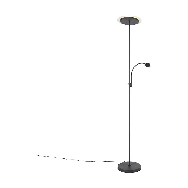 Modern floor lamp black incl. LED with reading arm - Chala