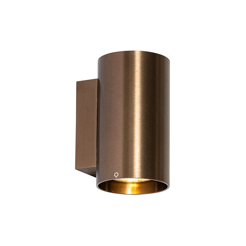 Qazqa Moderne Wandleuchte Dunkelbronze Rund - Sandy