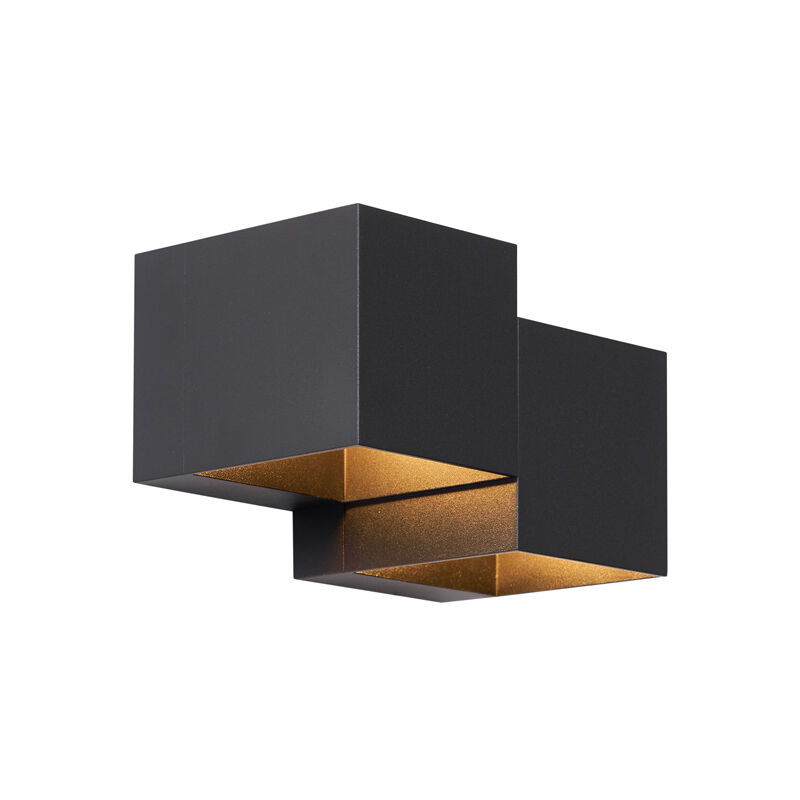 Qazqa Moderne Wandleuchte Schwarz 2-flammig - Transfer Double