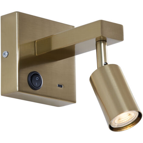 Moderne Wandleuchte Gold mit USB-C Neigbar - Rex