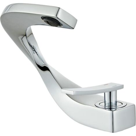 Moderne Waschtischarmatur aus verchromtem Messing, elegantes Design, Warm-/Kaltwasser