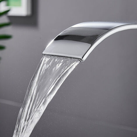 Moderne Wasserfall-Waschtischarmatur, elegantes Design, Messing-Mischbatterie, Warm- und Kaltwasseranschluss, verchromte Wasserfallarmatur G 3/8