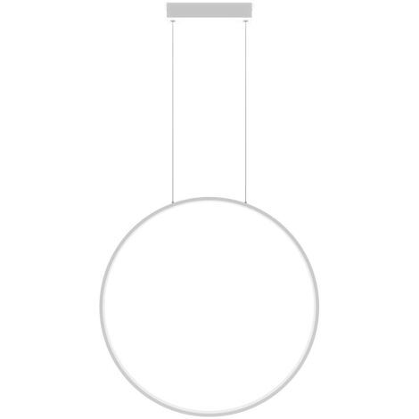 Moderne weiße Hängeleuchte für Bad und Küche, vertikaler Ring, Ø60cm, variable Farbe, LED, 33W, MIRROR Light Prestige