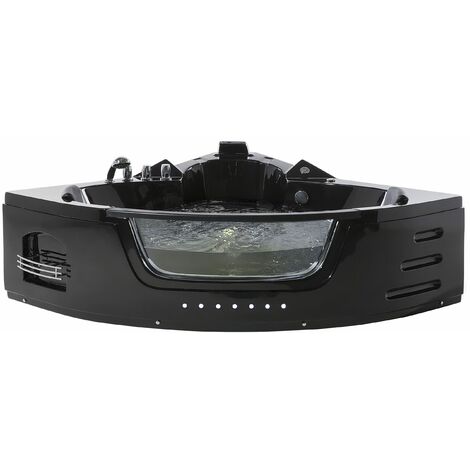 Moderne Whirlpool-Badewanne LED- Beleuchtung schwarz Martinica