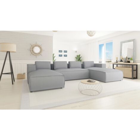 Moderne Wohnlandschaft Berto, Grau Luxusmicrofaser