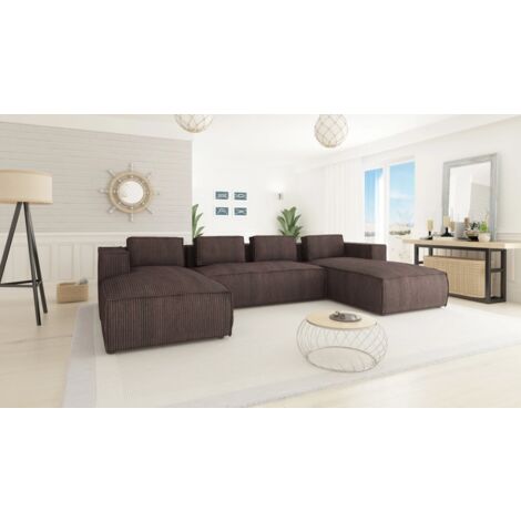 Moderne Wohnlandschaft Porto aus Dunkelbraun Cord