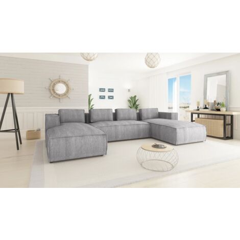 Moderne Wohnlandschaft Porto aus Hellgrau Cord