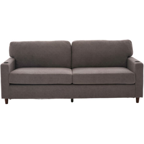 Moderner 2-Personen Chenille-Sofa mit USB-C, LED-Ambiente, Getränkehaltern und Seitentaschen. Holz/Metall-Rahmen mit Komfortschaum. Ideal für Wohnzimmer, Schlafzimmer oder Büro. hellgrau
