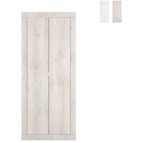 Moderner 2-türiger Kleiderschrank mit Garderobe für den Eingangsbereich Penny Basic - Weiß Shabby