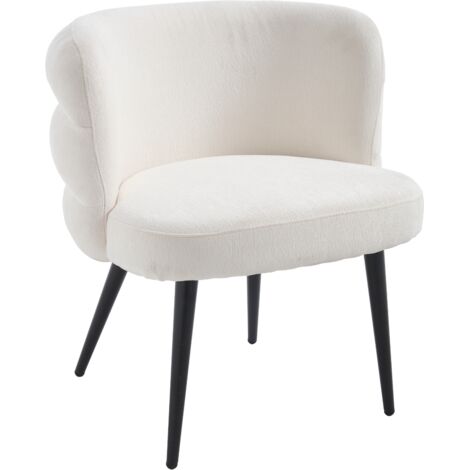 Moderner Akzentstuhl gepolsterter Freizeitsessel mit Metallbeinen, bequemer Chenille-Loungesessel für Wohnzimmer/Schlafzimmer, beige, Wahson
