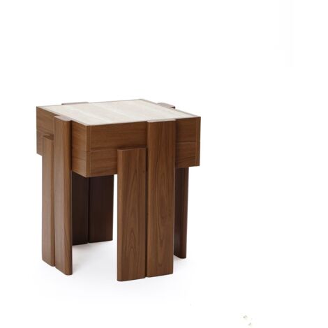 Moderner Beistelltisch, Braun - Vielseitiger Telefontisch & Nachttisch mit platzsparendem Design aus MDF 45x45x50 cm