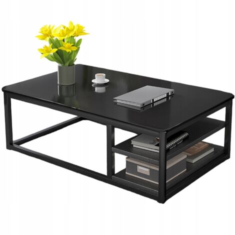 Moderner Couchtisch mit Regalen, groß, 120 cm, Loft, schwarz