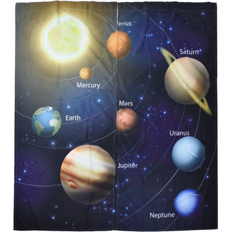 Moderner Digitaldruck-Vorhang mit Planetenmuster aus Polyesterfaser, 170 x 200 cm, für die Inneneinrichtung
