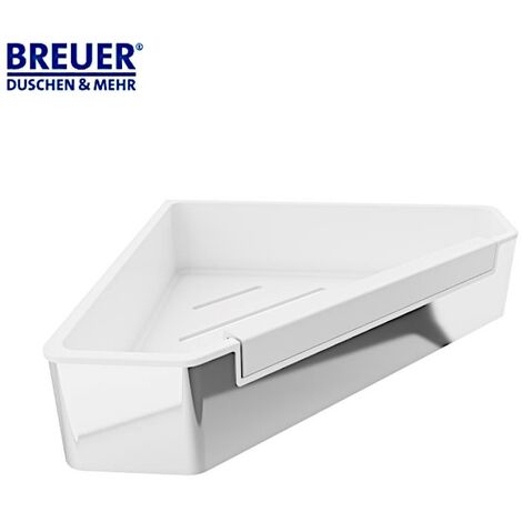 Moderner Duschkorb, Seifenkorb, Fünfeck, inkludierter Glasabzieher, Eckduschkorb