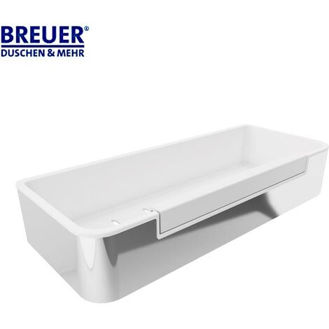 Moderner Duschkorb Seifenkorb, rechteckig, inkludierter Glasabzieher, weiß chrom
