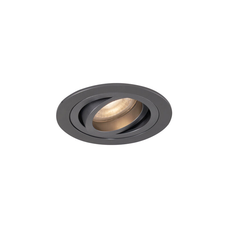 Qazqa Moderner Einbaustrahler Gunmetal Gu10 50 Mm Rund Schwenkbar - Rondoo
