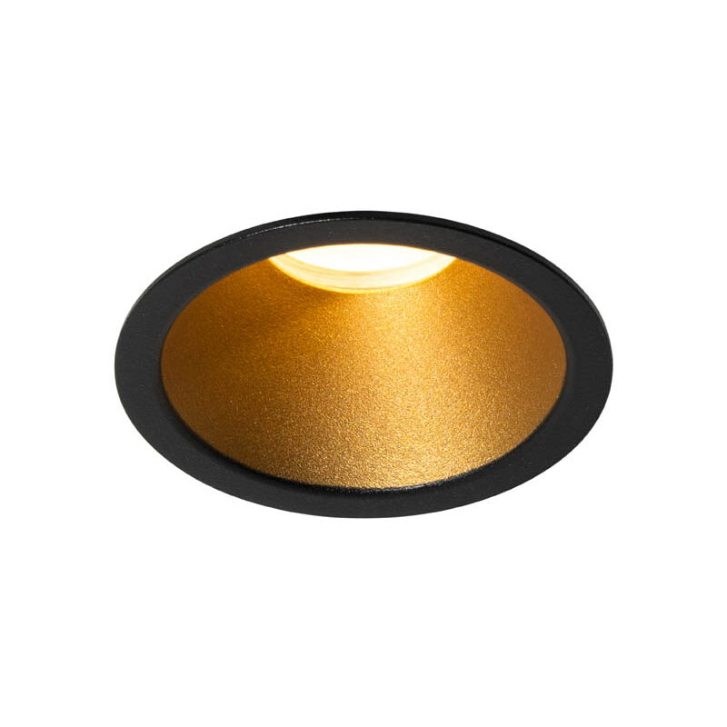 Qazqa Moderner Einbaustrahler Schwarz Mit Gold Gu10 35mm Ip44 - Dept