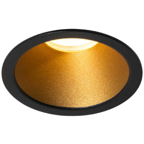 Moderner Einbaustrahler schwarz mit Gold GU10 35mm IP44 - Dept