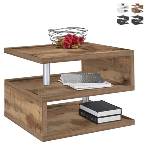 Moderner eleganter Couchtisch mit 2 Ablagen Zeta 55 - Natur