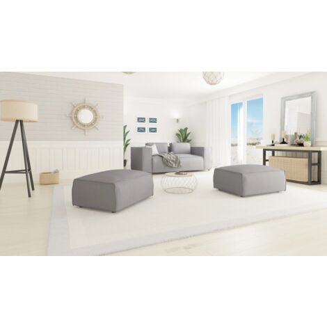 Moderner Fußhocker Berto, Grau Luxusmicrofaser