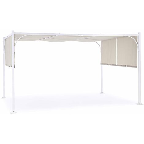 Moderner Gazebo für Garten und Veranda "Slide", Schiebe-Pergola Design -3 x 4 mt / Weiß