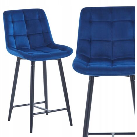 Moderner Hocker aus blauem Niksi-Samt für die Essinsel