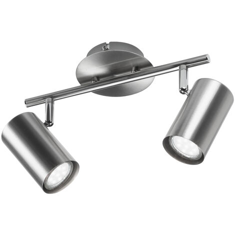 Moderner LED Deckenstrahler FAINAS 2-flammig Silber matt, Breite 32,5cm