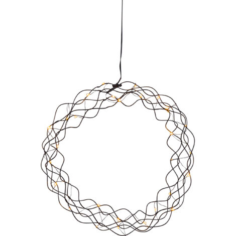 Moderner LED Metallkranz ,Curly', Hängeleuchte mit 30 LEDs, schwarz, Ø 30cm