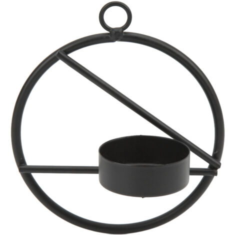 Moderner, minimalistischer, runder Kerzenhalter aus schwarzem Metall zum Aufhängen an der Wand, Wanddekoration, Geschenkidee