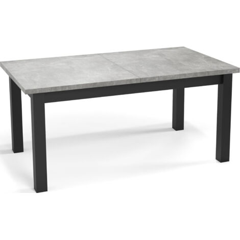 Moderner Rechteckiger Ausziehbarer Esstisch - Platzsparend - Schwarze Holzbeine - 120 bis 160 cm - Hergestellt in EU - 120 x 67 cm - Grau Beton
