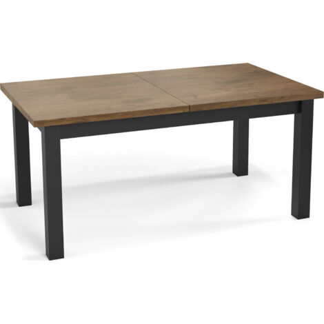 Moderner Rechteckiger Ausziehbarer Esstisch - Platzsparend - Schwarze Holzbeine - 120 bis 160 cm - Hergestellt in EU - 120 x 67 cm - Lefkas Eiche