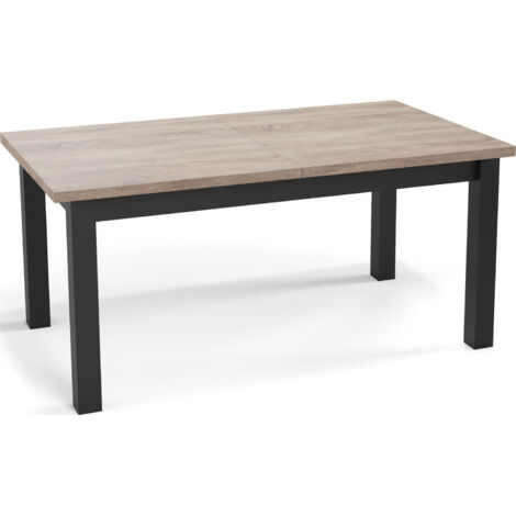 Moderner Rechteckiger Ausziehbarer Esstisch - Platzsparend - Schwarze Holzbeine - 120 bis 160 cm - Hergestellt in EU - 120 x 67 cm - Sonoma Eiche
