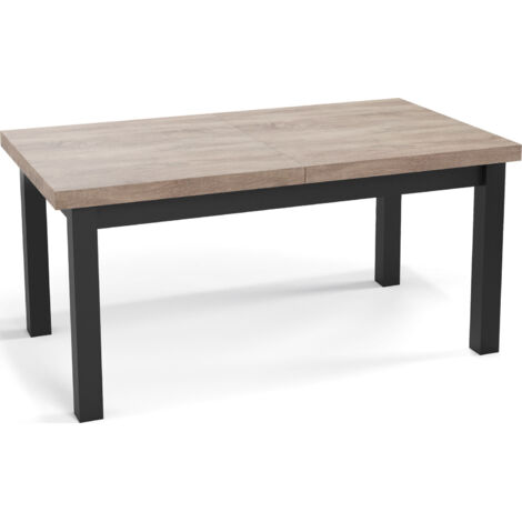 Moderner Rechteckiger Ausziehbarer Esstisch - Platzsparend - Schwarze Holzbeine - 120 bis 160 cm - Hergestellt in EU - 120 x 80 cm - Sonoma Eiche