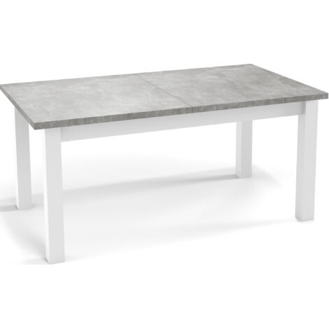 Moderner Rechteckiger Ausziehbarer Esstisch - Platzsparend - Weiße Holzbeine - 120 bis 160 cm - Hergestellt in EU - 120 x 67 cm - Grau Beton