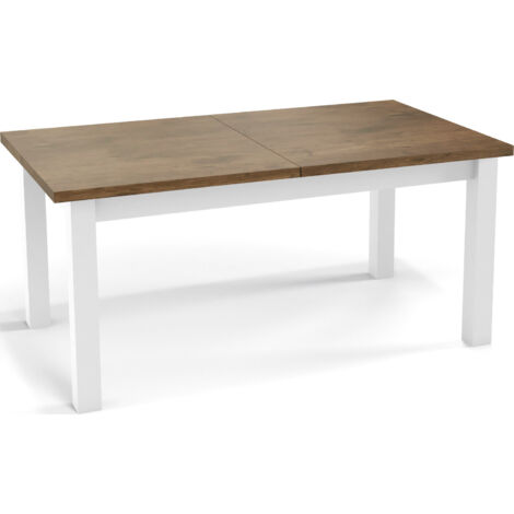 Moderner Rechteckiger Ausziehbarer Esstisch - Platzsparend - Weiße Holzbeine - 120 bis 160 cm - Hergestellt in EU - 120 x 67 cm - Lefkas Eiche