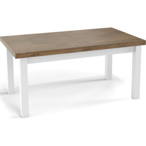Moderner Rechteckiger Ausziehbarer Esstisch - Platzsparend - Weißen Holzbeine - 120 bis 160 cm - Hergestellt in EU - 120 x 80 cm - Lefkas Eiche