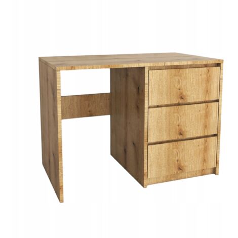 MODERNER SCHREIBTISCH MIT 3 SCHUBLADEN, EVOKE EICHE, GRIFFLOS, 96,2X75X50cm