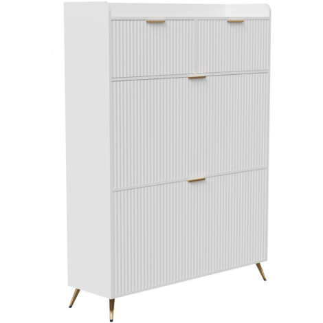 Moderner Schuhschrank – 80 x 24 x 110 cm – Schuhschrank mit Metallfüßen – weiß