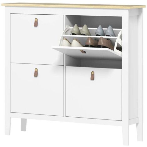 Moderner Schuhschrank mit vier Schubladen 95,5 x 105 x 24 cm, weiß