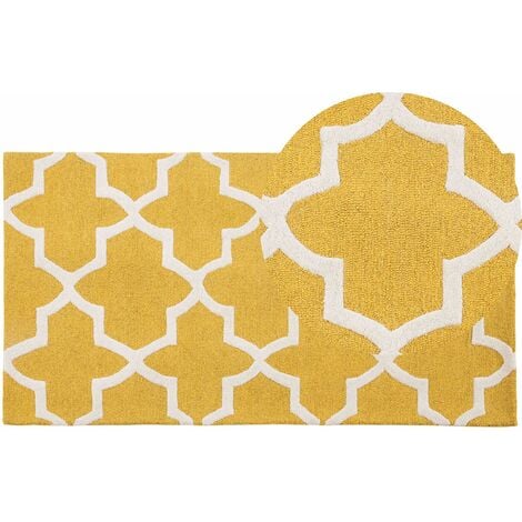 Moderner Teppich in Gelb mit Muster in hellem Beige 80 x 150 cm Silvan - Gelb