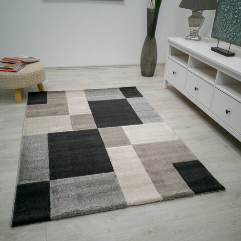 Moderner Teppich Schwarz Weiß Kunstvoll Design Totenkopf Motiv NEU 