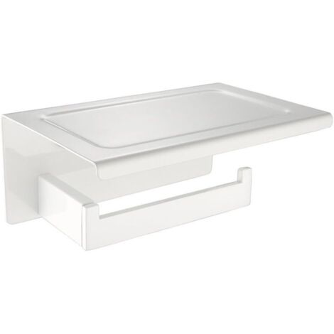 Moderner Toilettenpapierhalter mit Ablage aus Edelstahl 304, langlebig, weiche weiße Farbe in modernem Design, Dekoration, ideal für Badezimmer, Toilette, Küche